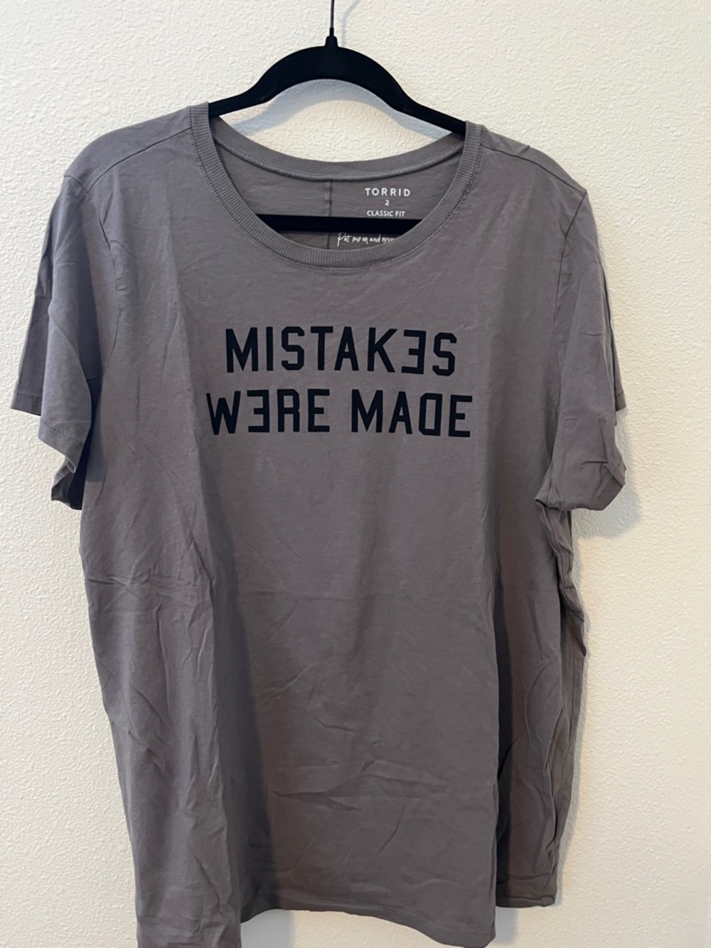Torrid Gray Graphic Tee with Black 'MISTAKES WERE MADE' Print